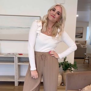 NEW Lock and Love Womens Pleated Wide Leg Palazzo Pants